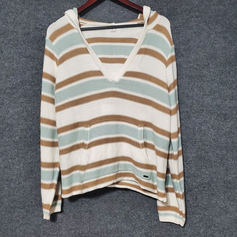 O'Neill Knit Hoodie Catamaran V-Neck Hooded SweaterWomens XL Beachy Boho New